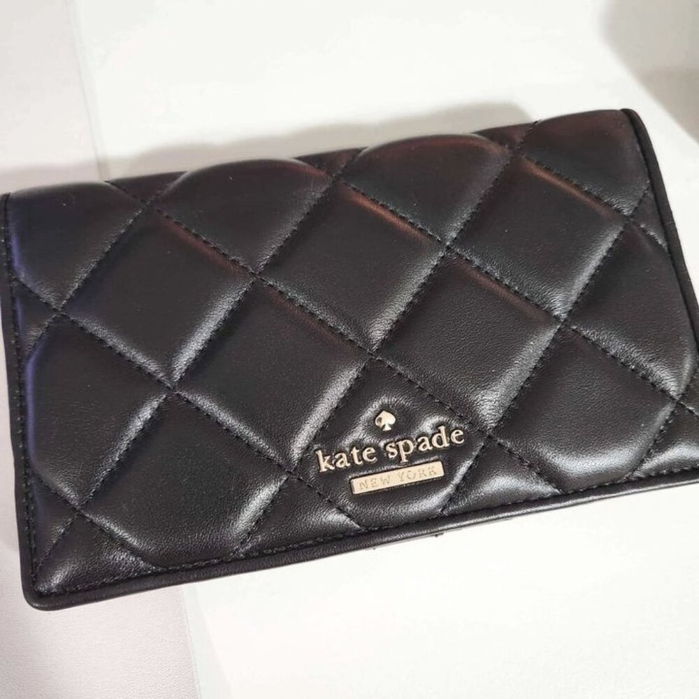 Kate Spade Long Black Quilted Women's Bifold Leather Wallet